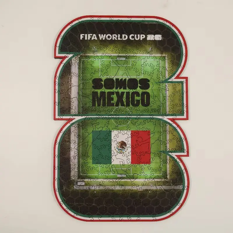 

2026 World Cup Mexico Football Stadium Wood Jigsaw Puzzle 8.2x12.5in Interactive DIY Toy Home Wall Art Decor Collection Gift For