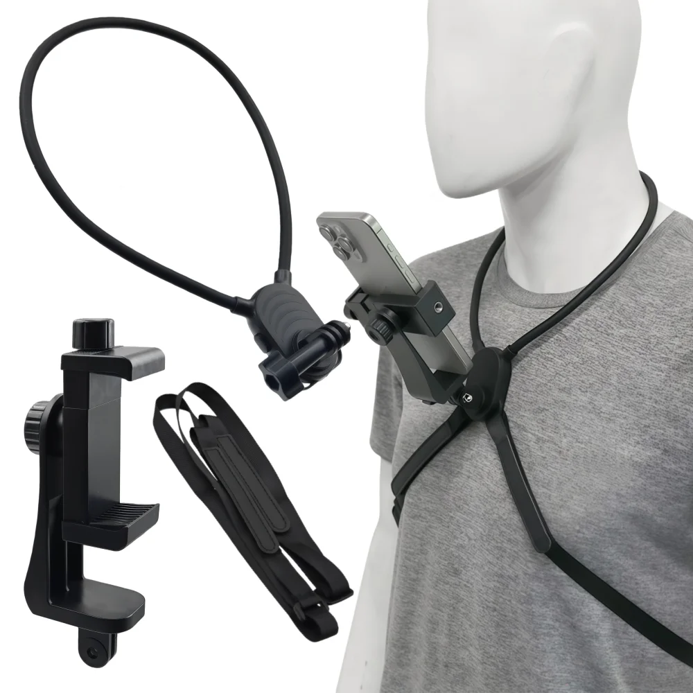 Action Camera Neck Mount Quick Release Chest Mount for GoPro Hero 13 12 11 Insta360 DJI OSMO Action 6 Phone Holder Accessories