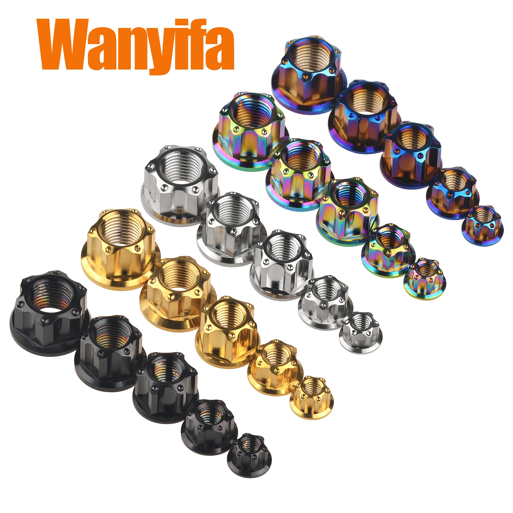 Wanyifa dado in titanio M6/M8/M10/M12/M14/M16 tappo a bullone fantasia per accessori moto 6 pezzi