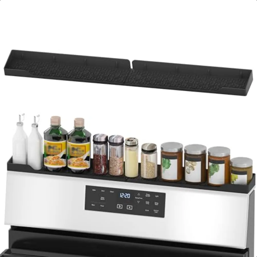 

Магнитная верхняя полка для плиты, 30-дюймовая магнитная силиконовая кухонная полка для специй для задней плиты над плитой, кухонная организация