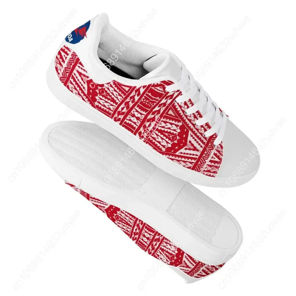 Polynesische Samoa Tribale Sia Rode Platte Sneaker Samoa Logo Afdrukken Custom Mode Wandelsport Schoenen Licht Vrouwen Hardloopschoenen