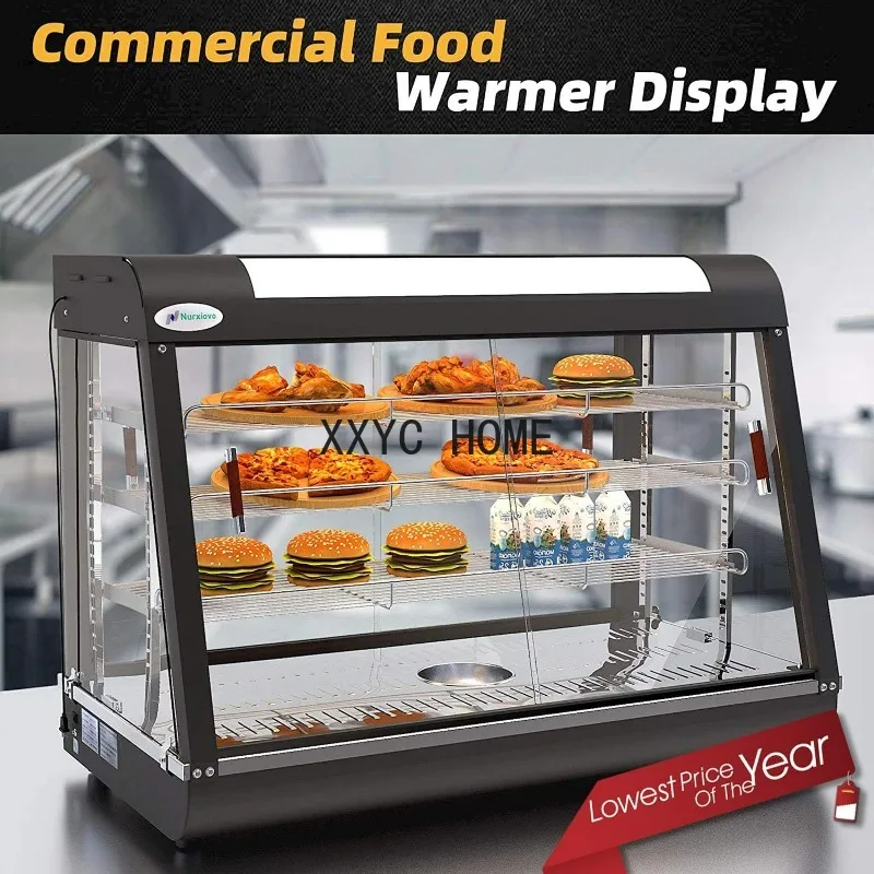 Commercial Food Warmer Countertop Pizza Warmers Display Pastry Patty Warmer Case for Buffet Restaurant Heater Food Service