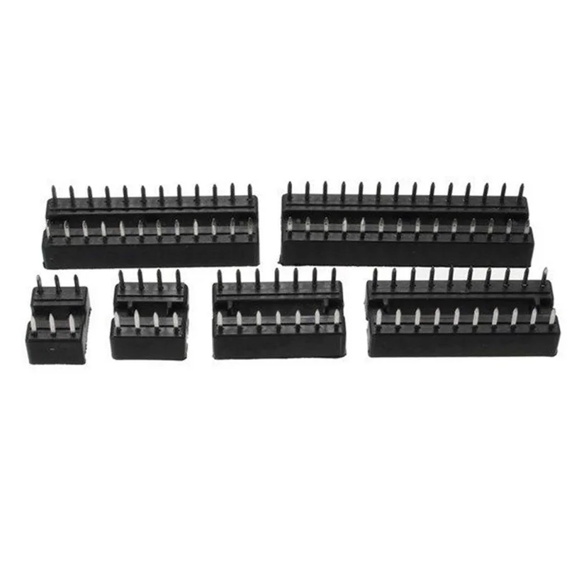 66PCS IC Socket DIP6 DIP8 DIP14 DIP16 DIP18 DIP20 DIP24 DIP28 Pin Integrated Circuit Adaptor Solder Type Socket Kit Narrow