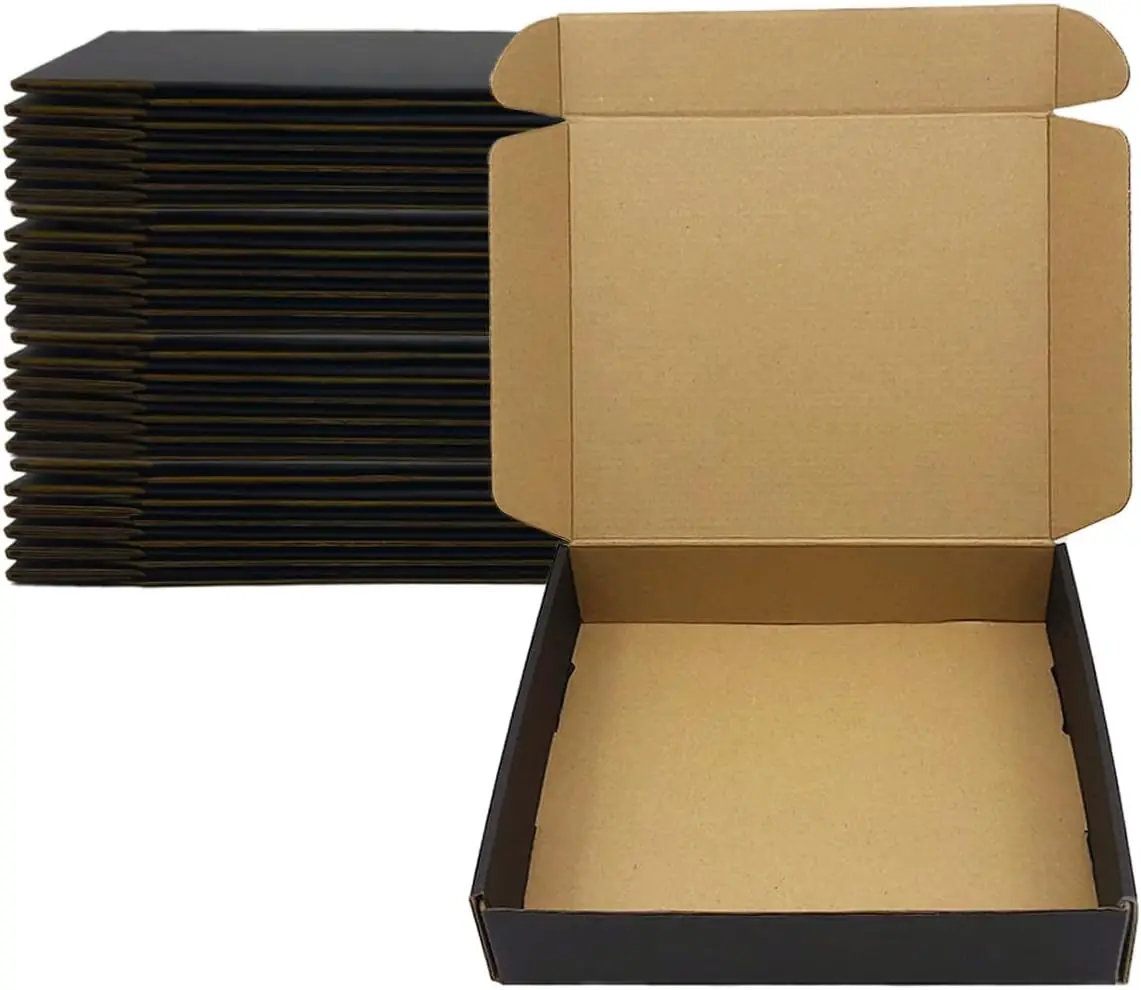 

24 Pack 13x10x2 Inches Black Shipping Boxes, 3-Layer Corrugated Cardboard for Mailing Gifts and Books with Lids