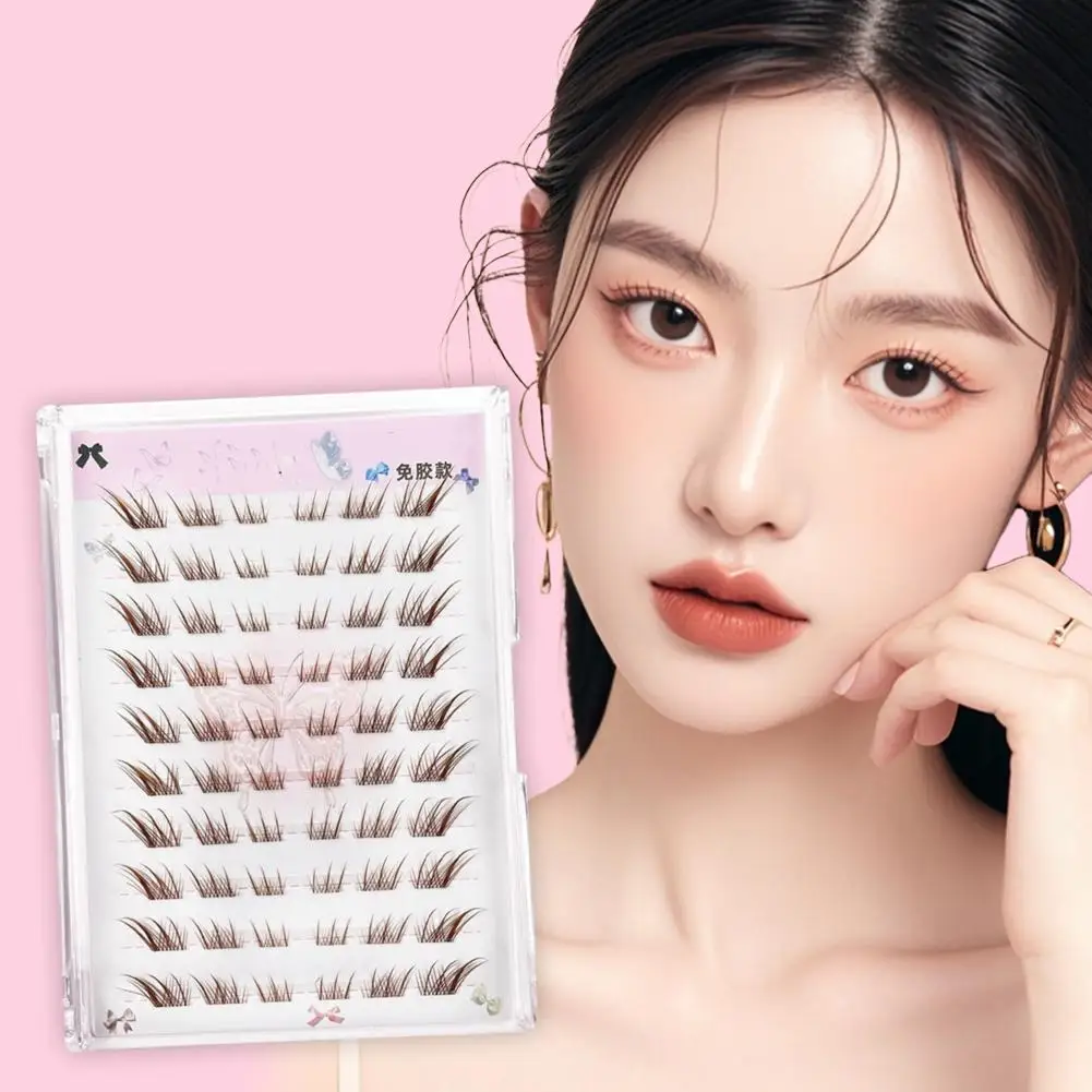 자체 접착 클러스터 폭스 인조 속눈썹 접착제 없음 만화 재사용 가능한 개별 속눈썹 필요 두꺼운 자연 속눈썹 푹신한 J0L3