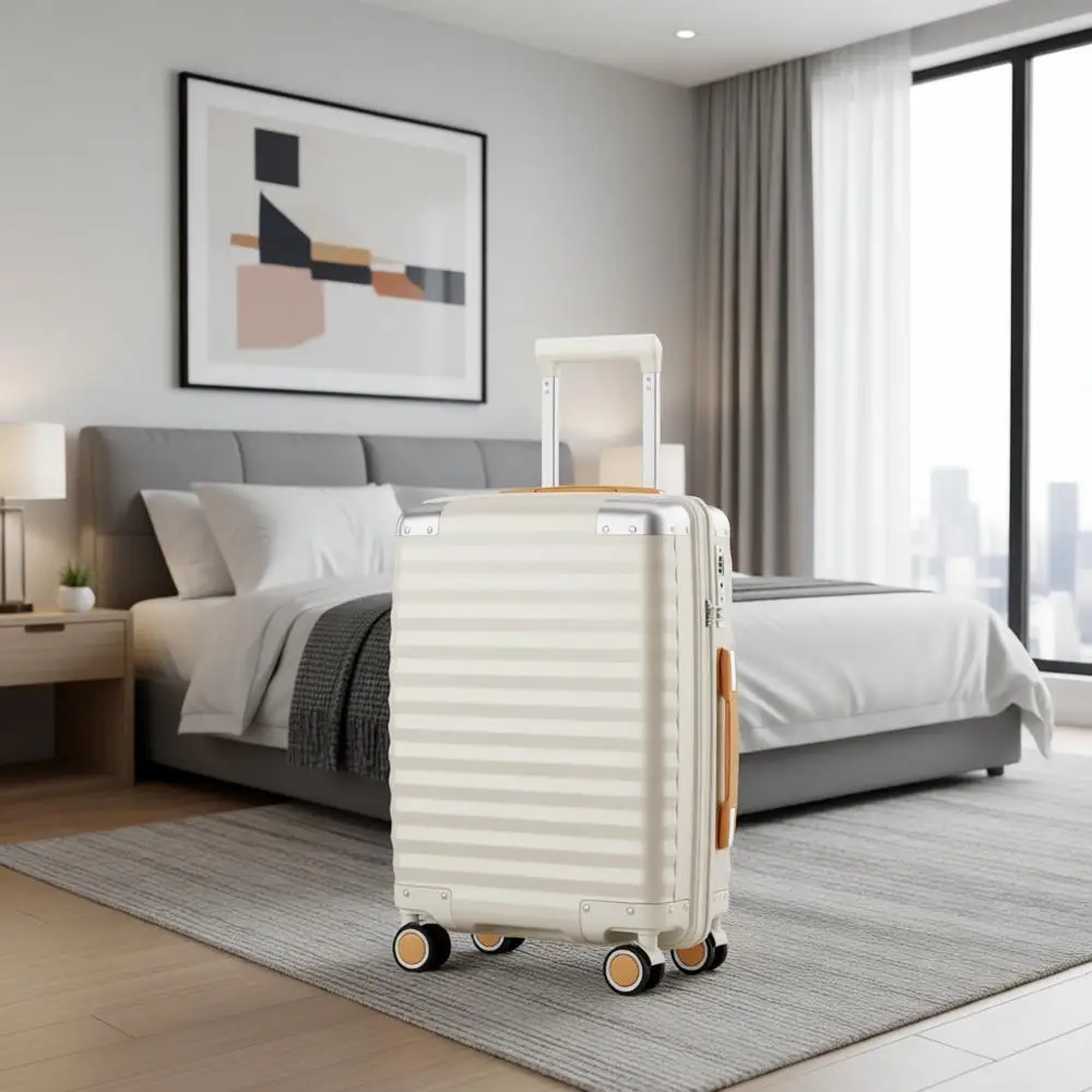 

20 Inch Lightweight Hardside Spinner Suitcase with TSA Lock, Airline Approved (White)