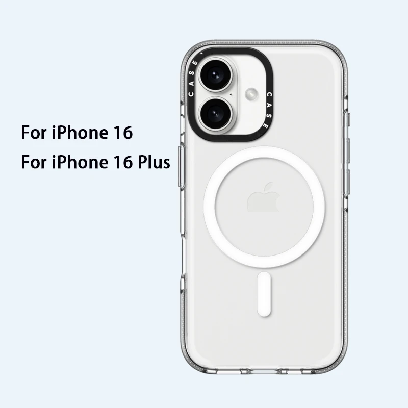 Transparent White Border Senior Simple Acrylic With MagSafe Phone Case for iPhone 16 15 14 13 12 11 Pro Max Plus Shockproof Case