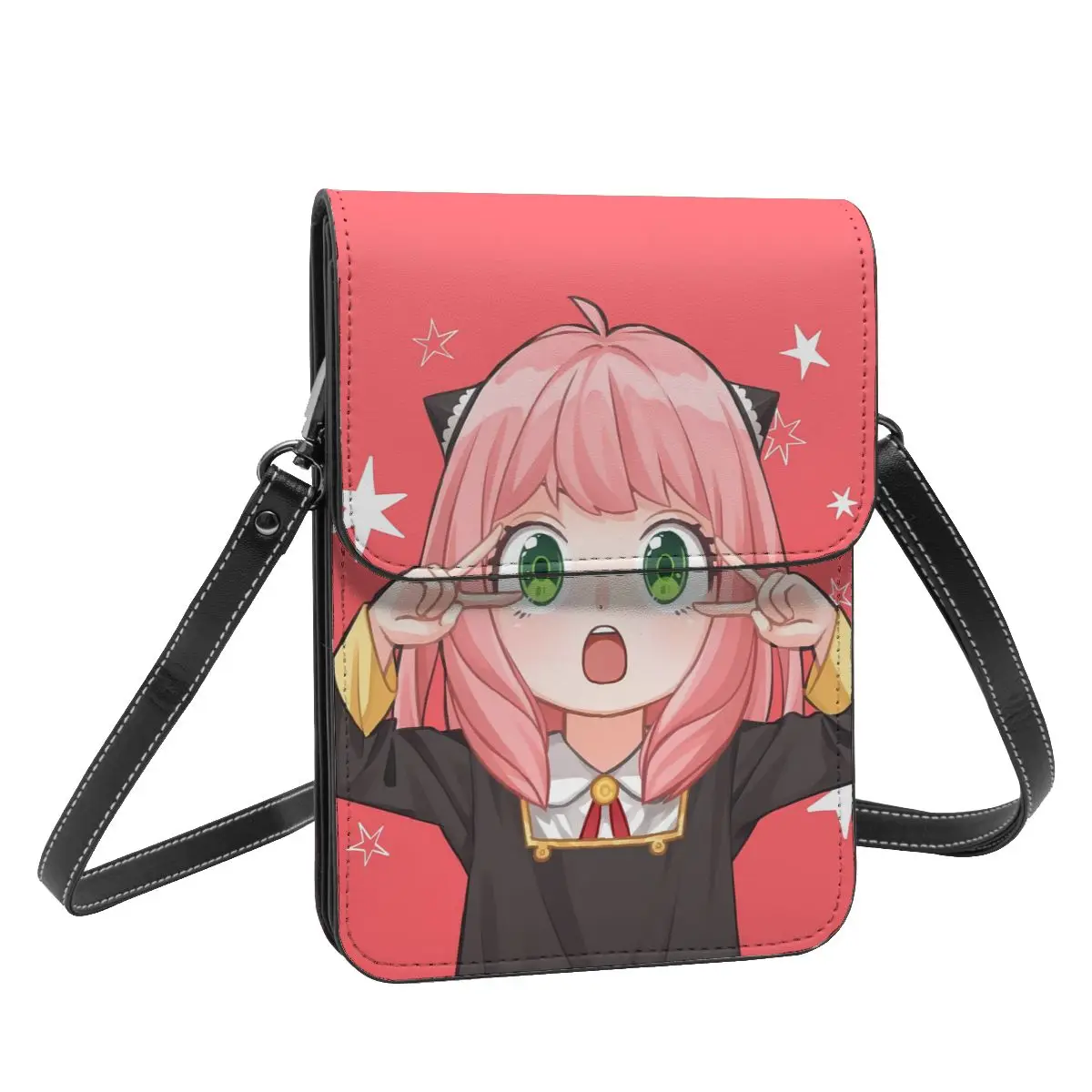 Cartera cruzada de Anime Spy Family Anya, bolso de hombro para teléfono móvil, monedero con correa ajustable