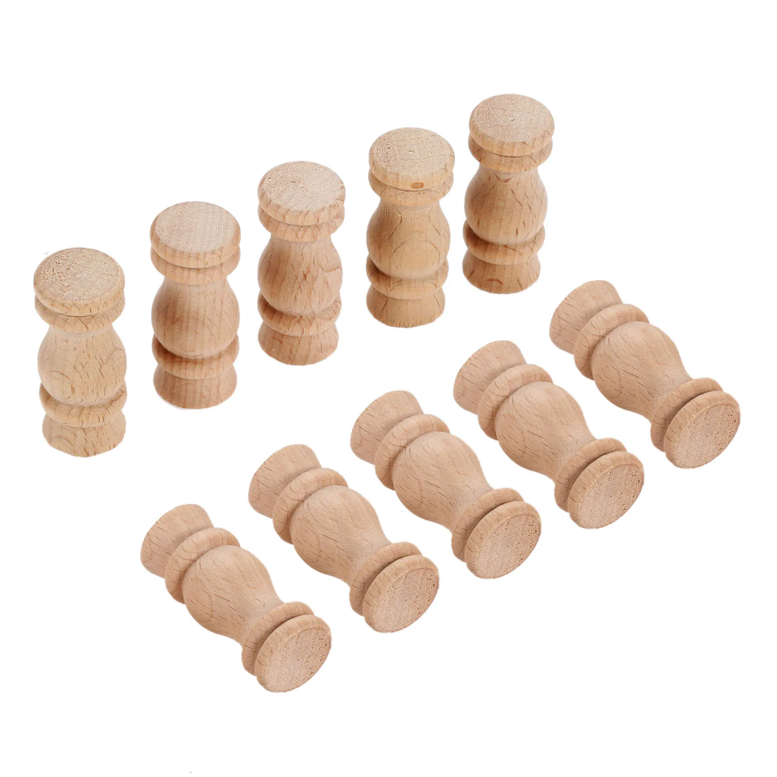 10pcs 4*1.7cm Unpainted Wood Craft Corridor Bridge Column Wood Fence Beads Lathe Small Applique Vintage Home Wedding Decor