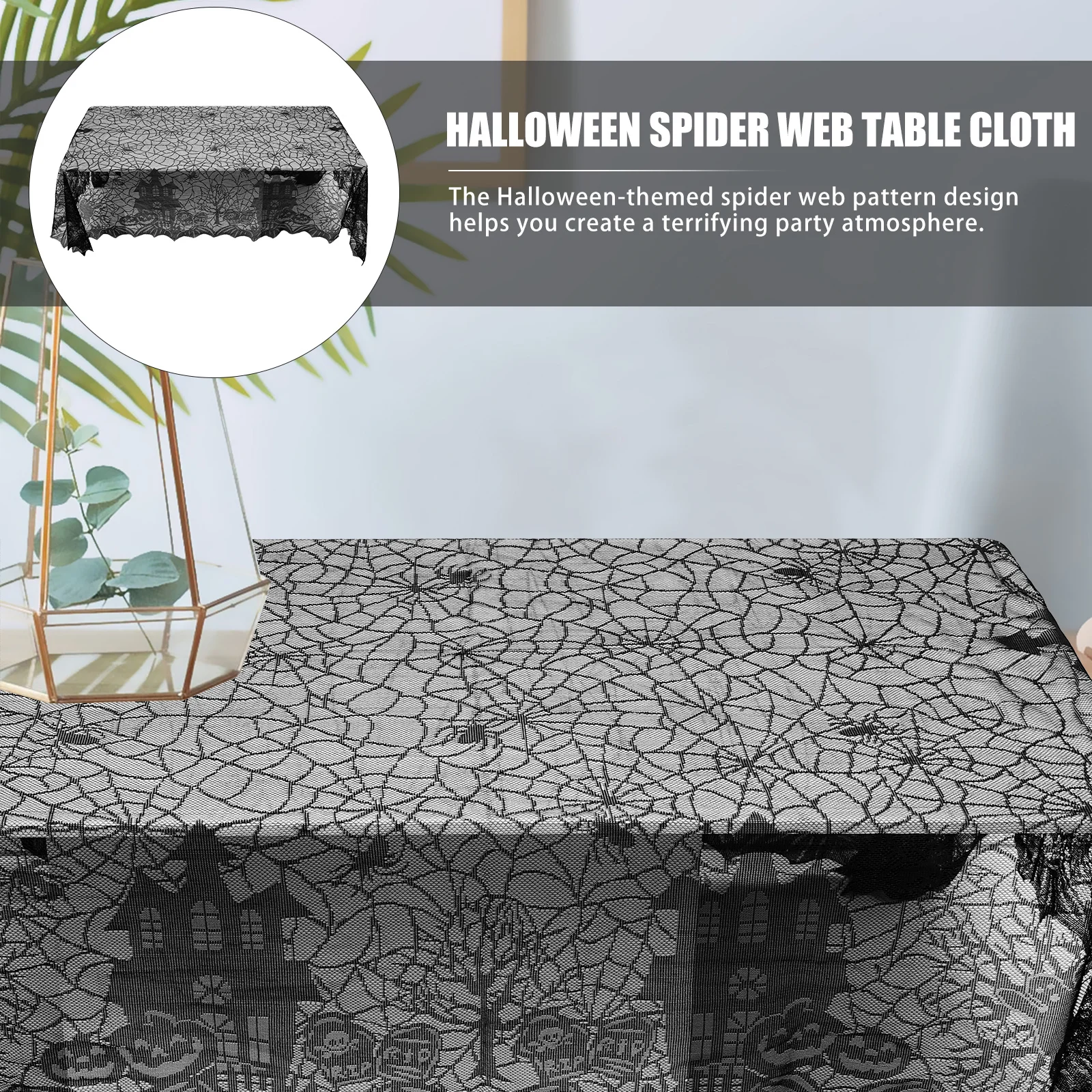 

Halloween Spider Web Lace Tablecloth Party Table Cover Decorative Fireplace Wall Window Cloth Halloween Supplies