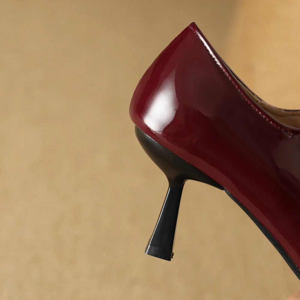New Spring Glossy Black Red Women Pumps Pointed Toe 7.5cm High Heels Lady Formal Shoes Small Big Size 12 32 43 45 48 view 5