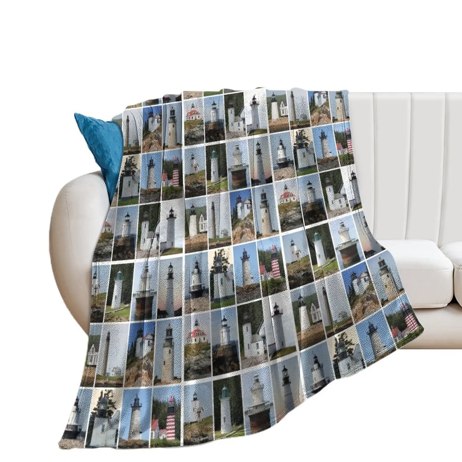 Lighthouses of Maine Throw Blanket Tourist Luxury St Flannel Fabric Blankets