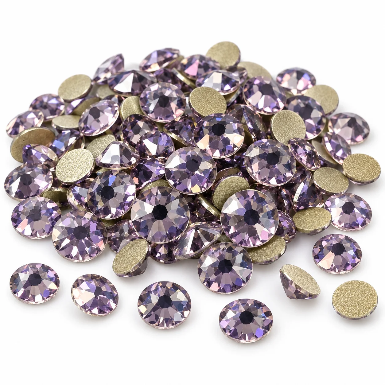Verwisselbare, niet-gehechtte strasssteentjes in violette kleur, 16 facetten, platte achterkant, voor kleding, kostuums, accessoires en doe-het-zelfprojecten.