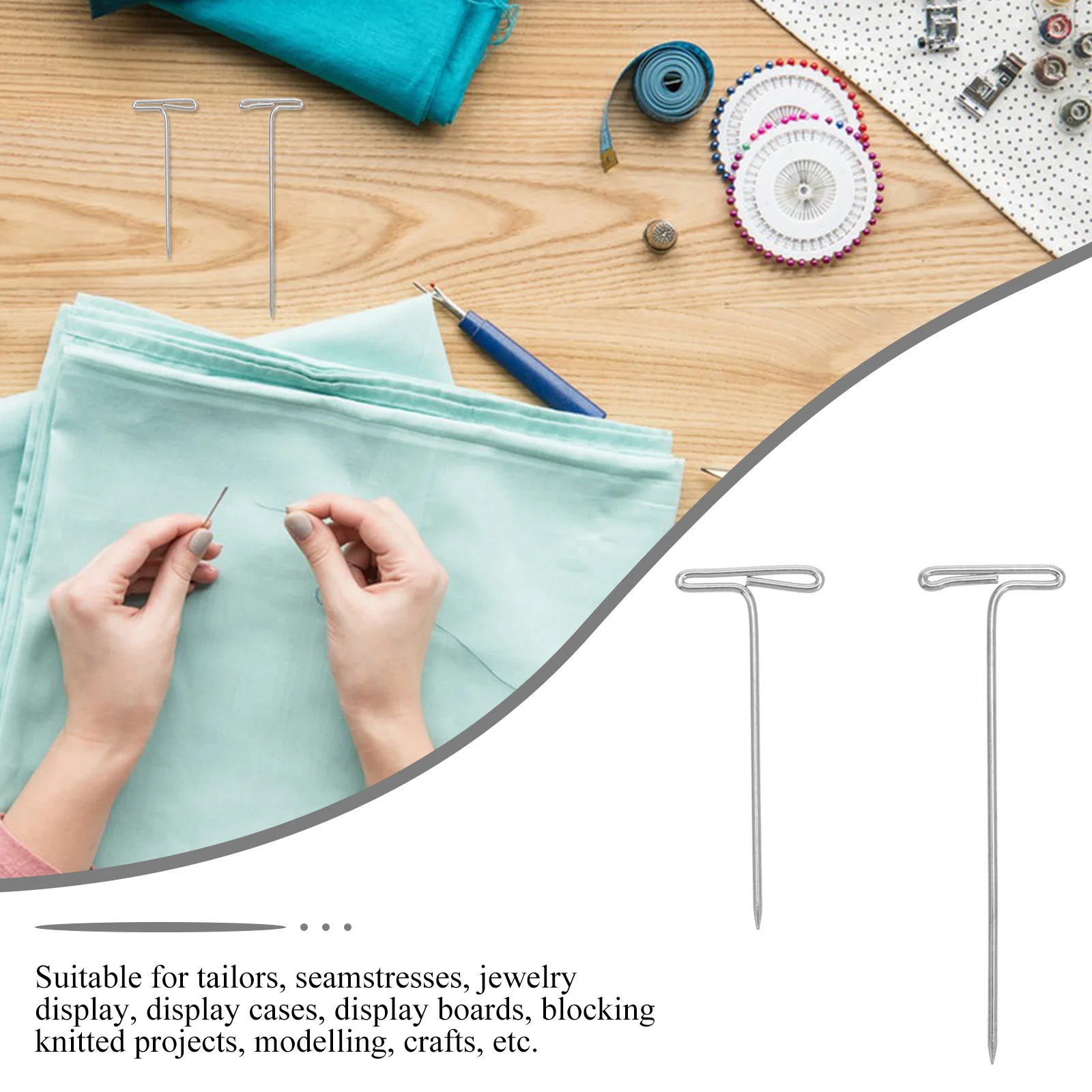 

150Pcs T-Pins Set Stainless Steel Plastic Box for Styling Sewing Blocking Knitting Tailors Crafts T-Pins