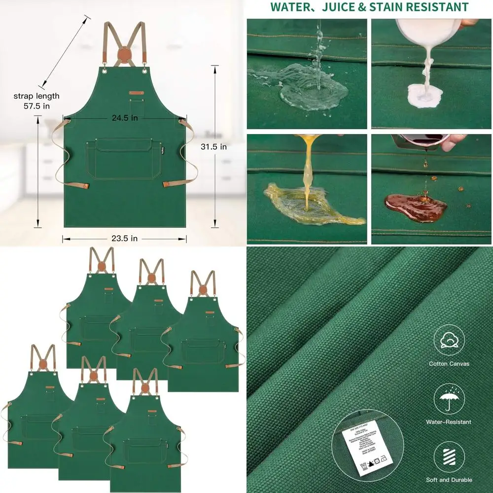 

Универсальный холщовый фартук с ремнями на спине, идеально подходит для рисования, приготовления пищи и использования на кухне.