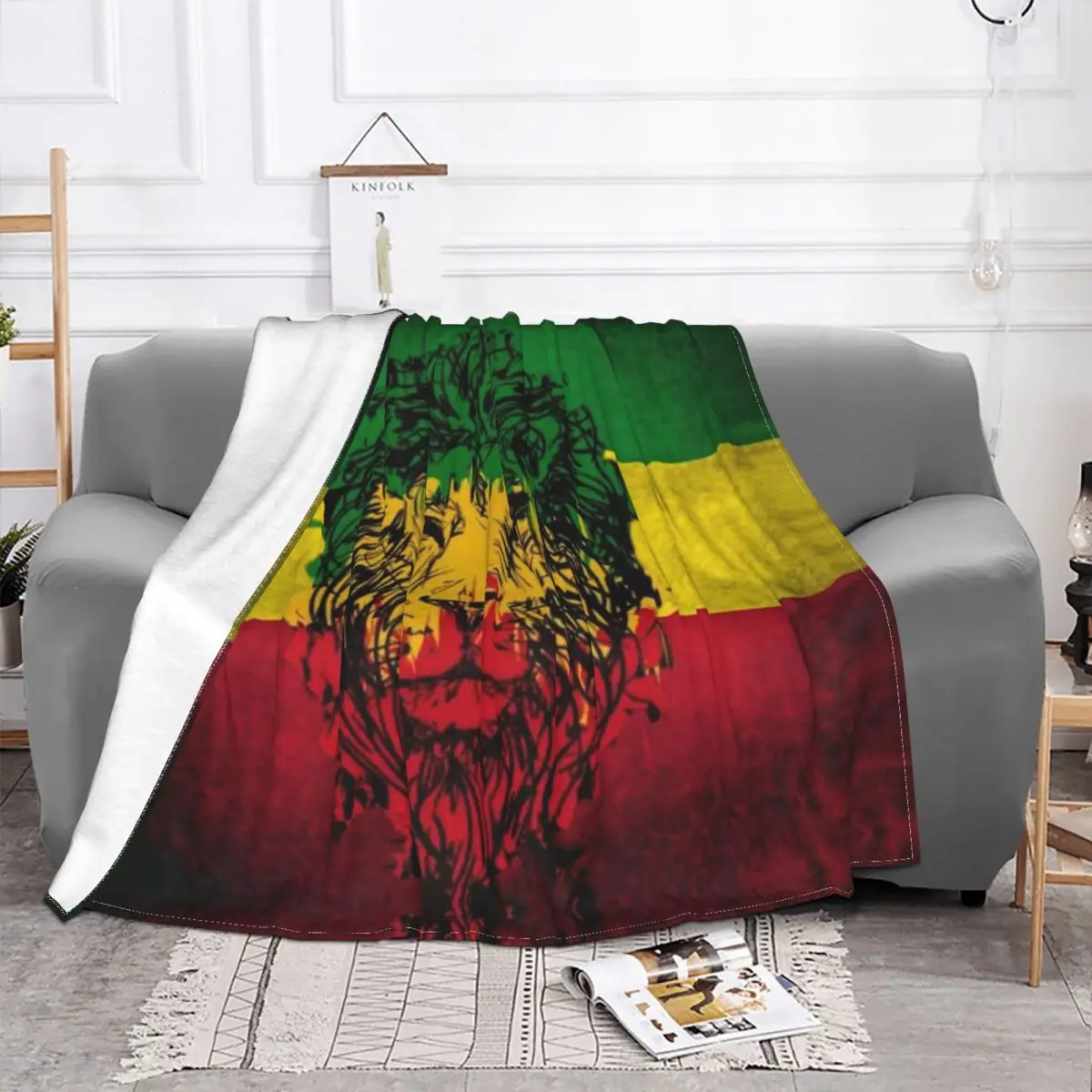 Lion Of Judah Rasta Jamaican Reggae Blankets Warm Flannel Rastafarian Art Throw Blanket for Bedding Couch Bedspread