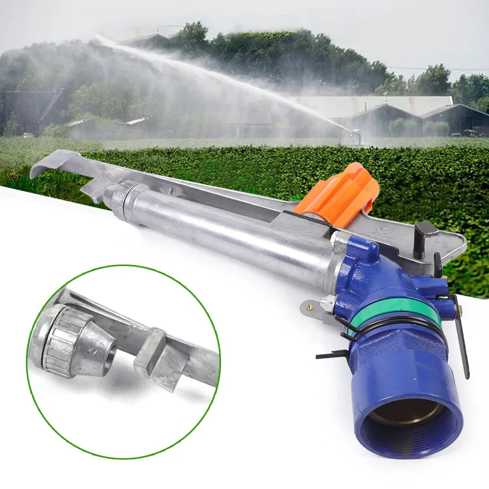 

2" Heavy Duty 360° Adjustable Sprinkler Gun - Brass Core 160-200ft Range, 7-9lbs Pressure for Farm & Orchard Irrigation