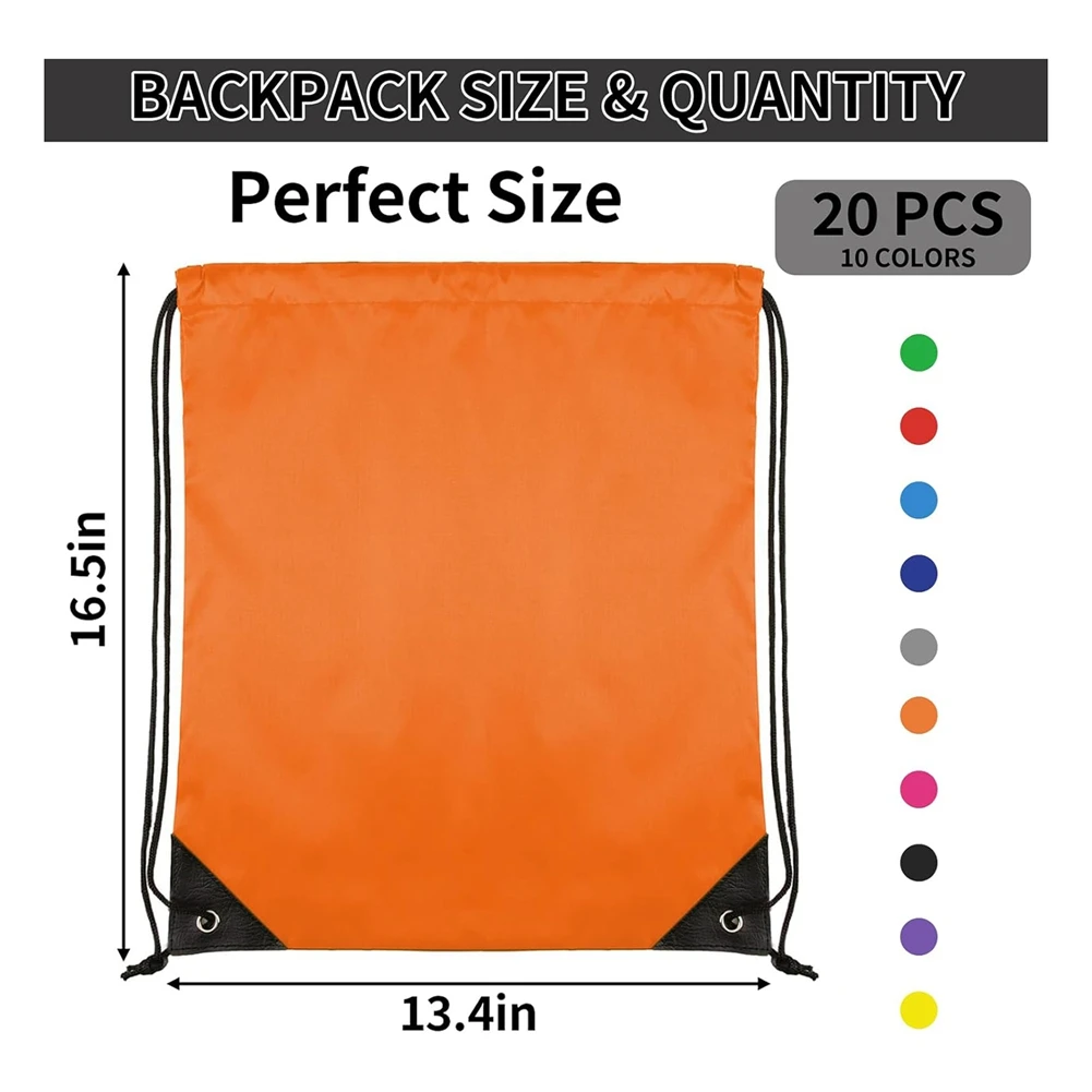 AT53 20Pcs Drawstring Backpack Drawstring Bags, Draw String Back Bag for Sports, Gym, Travel, Swimming, Beach Multicolor
