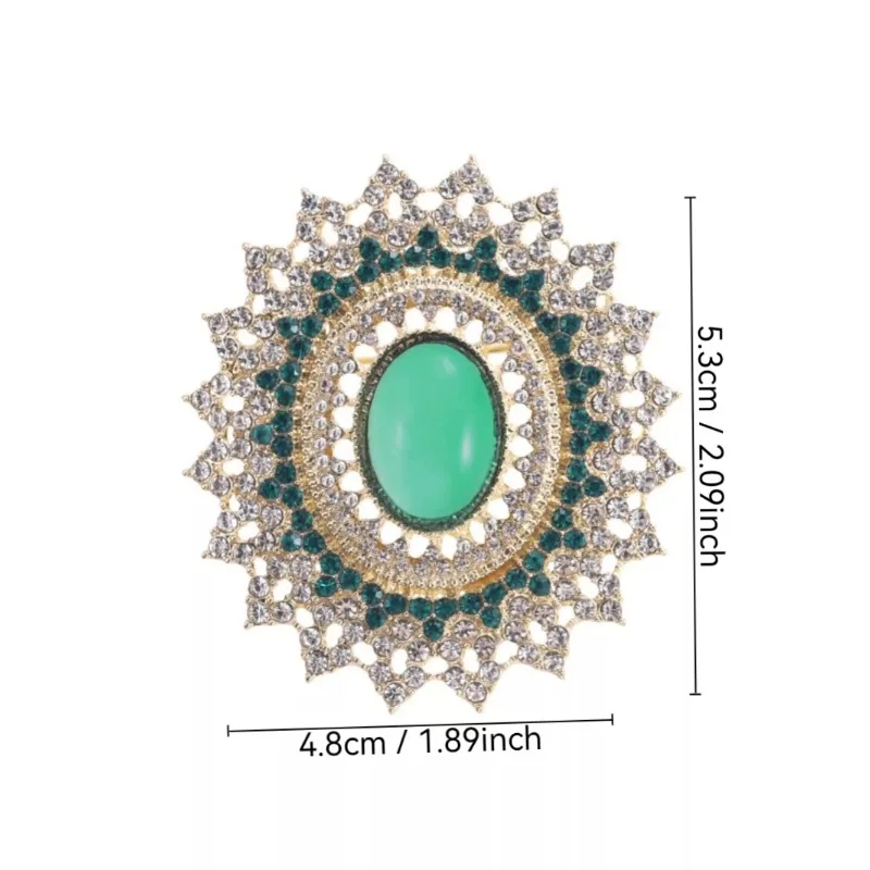 Art Deco Vintage Enamel Crystal Green Oval Women\'s Brooch Pin Badge Pin Gift Versatile Novelty Elegant For Party Outing