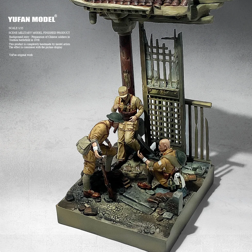 1/35 Resin Soldiers 3  + Scene Finished Color Model YFCP-003