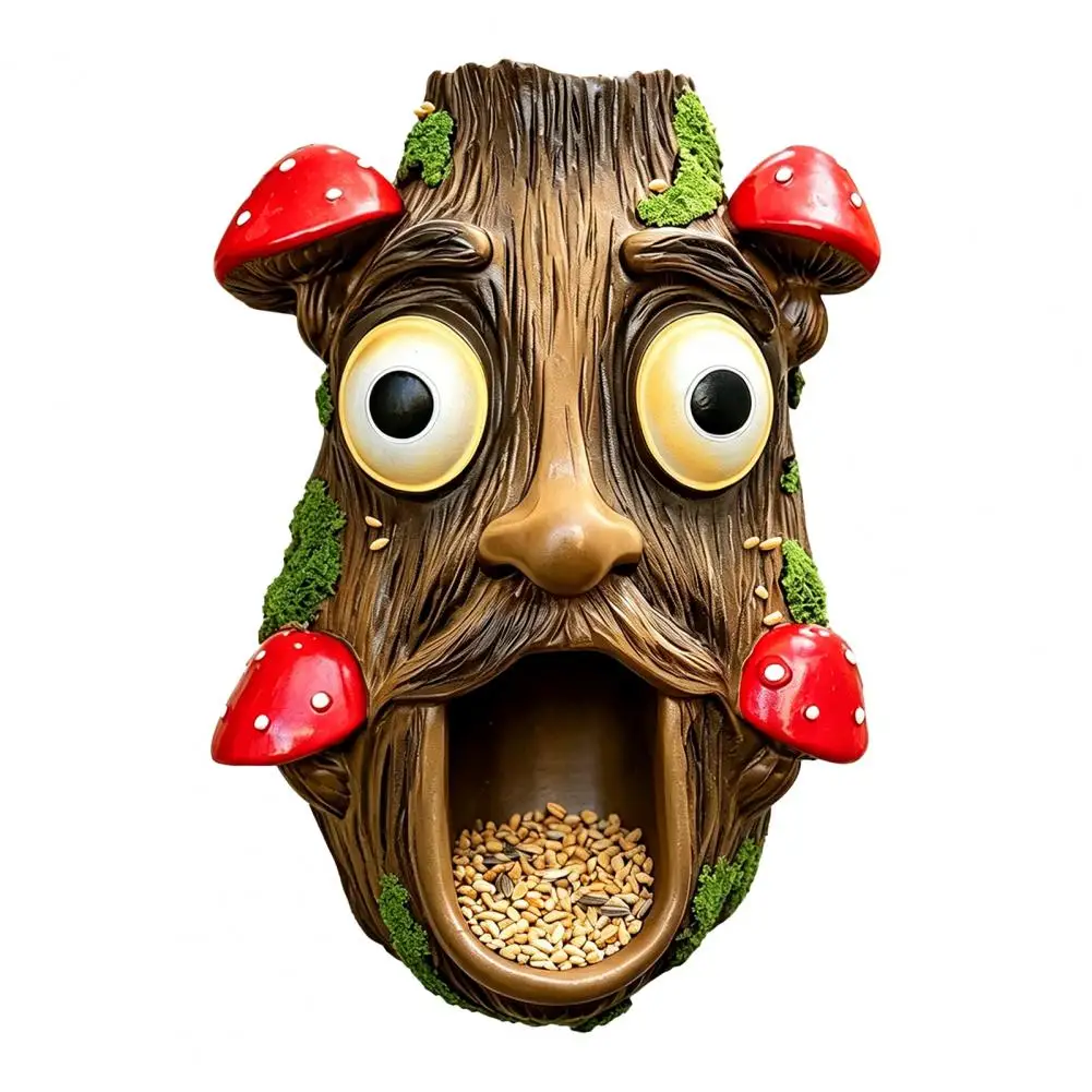 

Funny Tree Face Fence Mount Bird Feeder, Nature Inspired Garden Art Outdoor Bird Feeder for Trees Fences Posts Walls