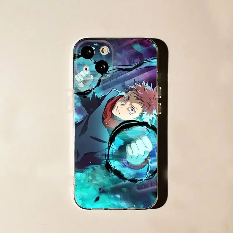 J-Jujutsu Kaisen  Yuji Itadori Phone Case For iPhone 11 12 Mini 13 14 15 Pro XS Max X 8 7 6s Plus 5 SE XR Transparent Shell