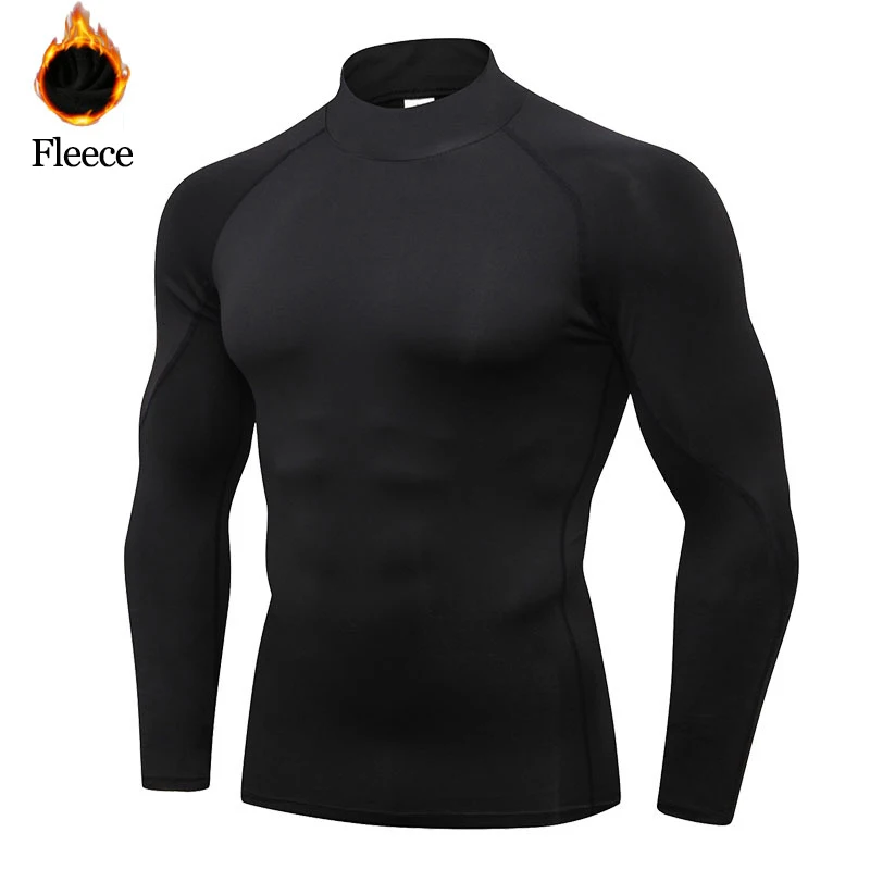 

Men Winter Running T-shirts Compression Long Sleeve Sport Shirts Fitness Tight Training Jogging Tees Gym Sportswear Rashgard