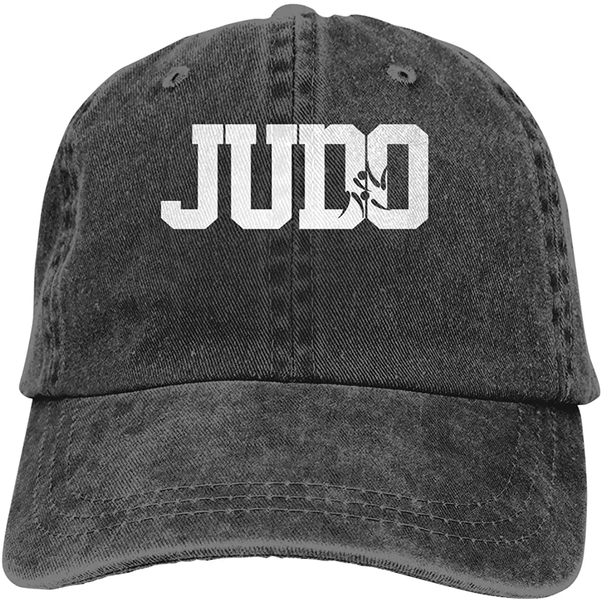 

Washed Distressed Cotton Dad Hat Judo Letter Print Baseball Cap Adjustable Polo Trucker Black For unisex