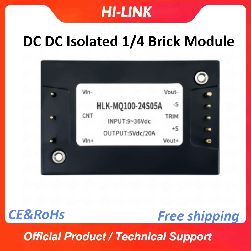 hlk-100mq240s05a-100w-dc-dc-power-module-input-9-36vdc-1-4-brick-power-supply-4-1-wide-input-for-industrial-railway