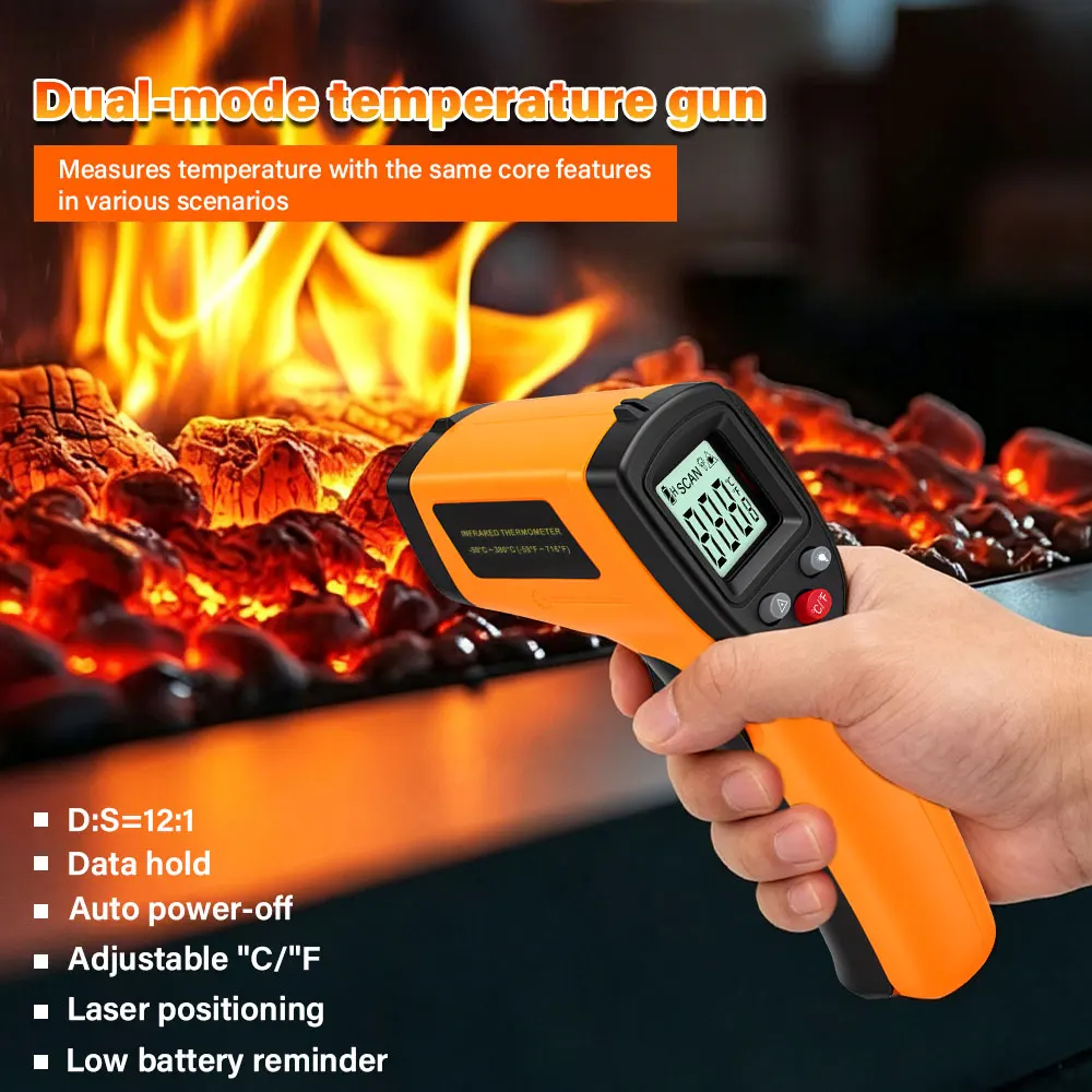 Digital Infrared Thermometer Non-contact Thermometer Industrial Precision Laser Temperature Meter Pyrometer Instrument Tool