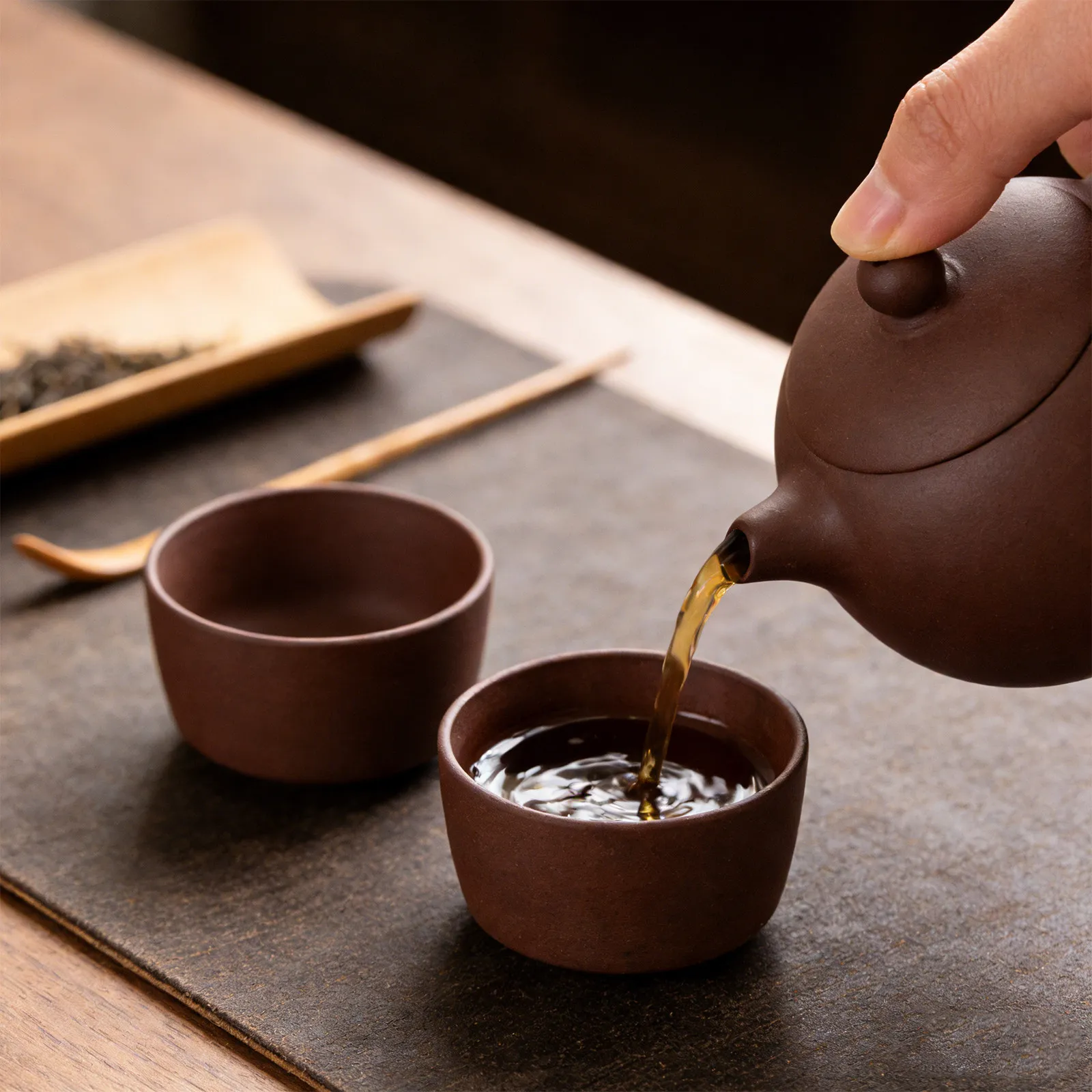 6Pcs Zisha Chinese Tea Cups Handleless Mini Kungfu Tasting Set Traditional Ceramic Teaware for Gongfu Ceremony Loose Leaf Tea