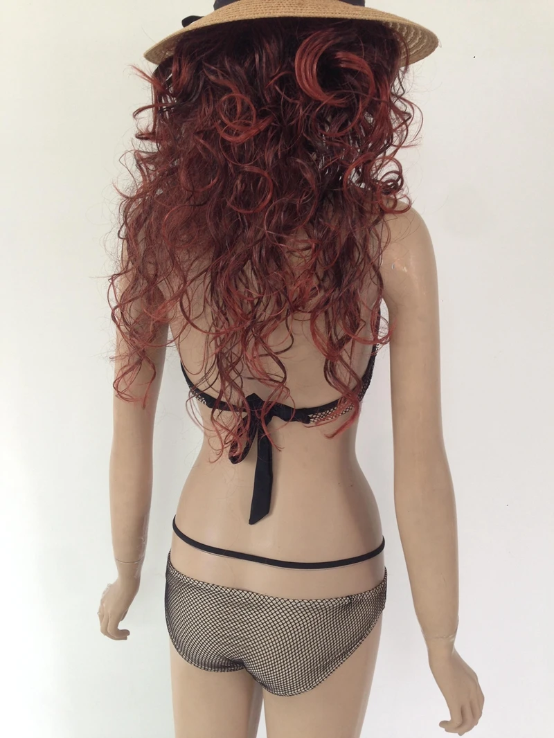 Fashion Fishnet Strappy Bikini Set - Women's Two Piece Swimsuit Swimwear Fashionable Beachwear