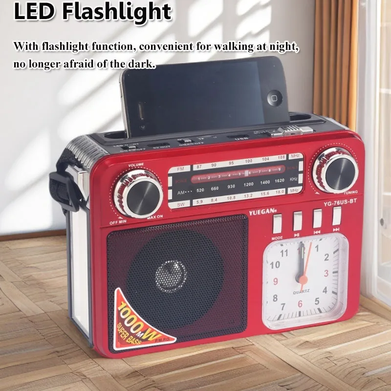 محمول عتيق FM AM SW راديو شحن بالطاقة الشمسية أجهزة الراديو في حالات الطوارئ سماعة لاسلكية تعمل بالبلوتوث المتكلم مع مصباح ليد جيب على مدار الساعة مخرج تيار مستمر