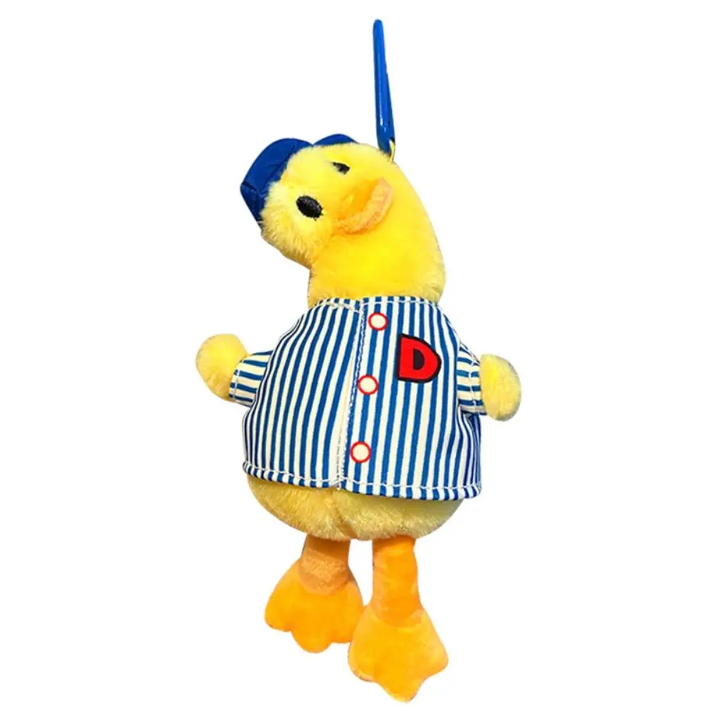 Tilt Head Duck Plush Toy Pendant Striped Clothes PP Cotton Duck Plush Keychain Soft Kawaii Cartoon Duck Doll Keyring