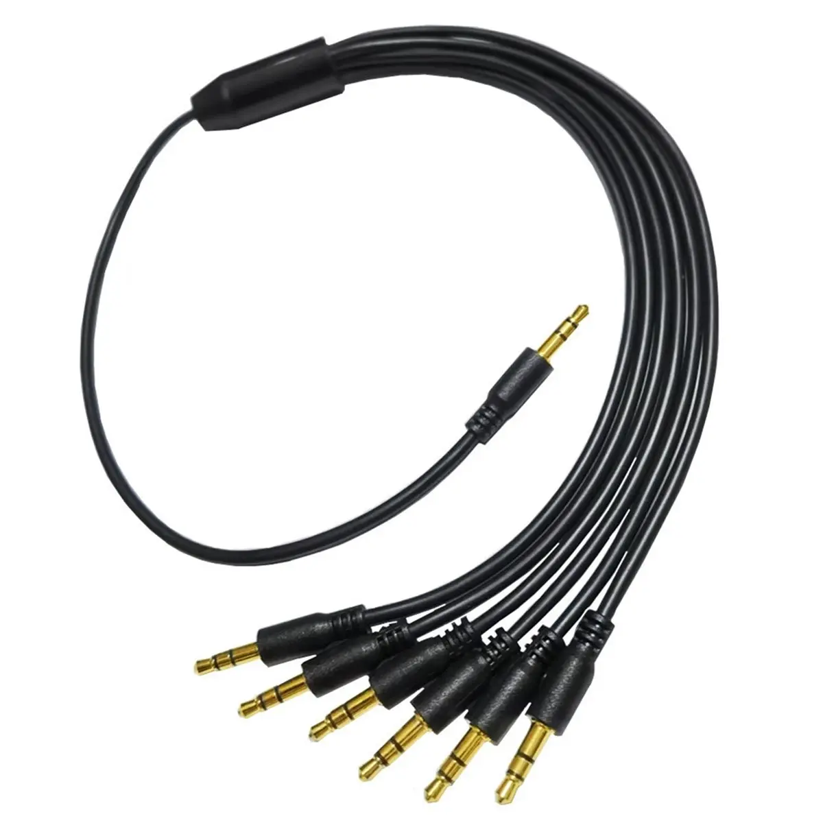 L77A 3.5mm Headphone Jack Audio Splitter Cable 3.5mm TRS Cable 1 Male to 6 Male AUX Splitter Cable for Computer Headset