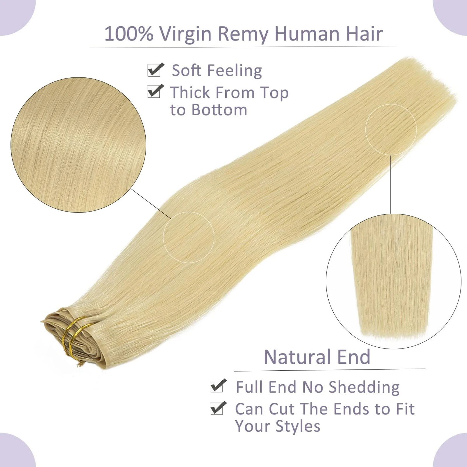 16A Honigblonde gerade Clip-in-Haarverlängerungen aus Echthaar, 100 % brasilianisches Remy-Haar, weiche Echthaarverlängerungen, 35,6–61 cm, 70 g/7 Stück