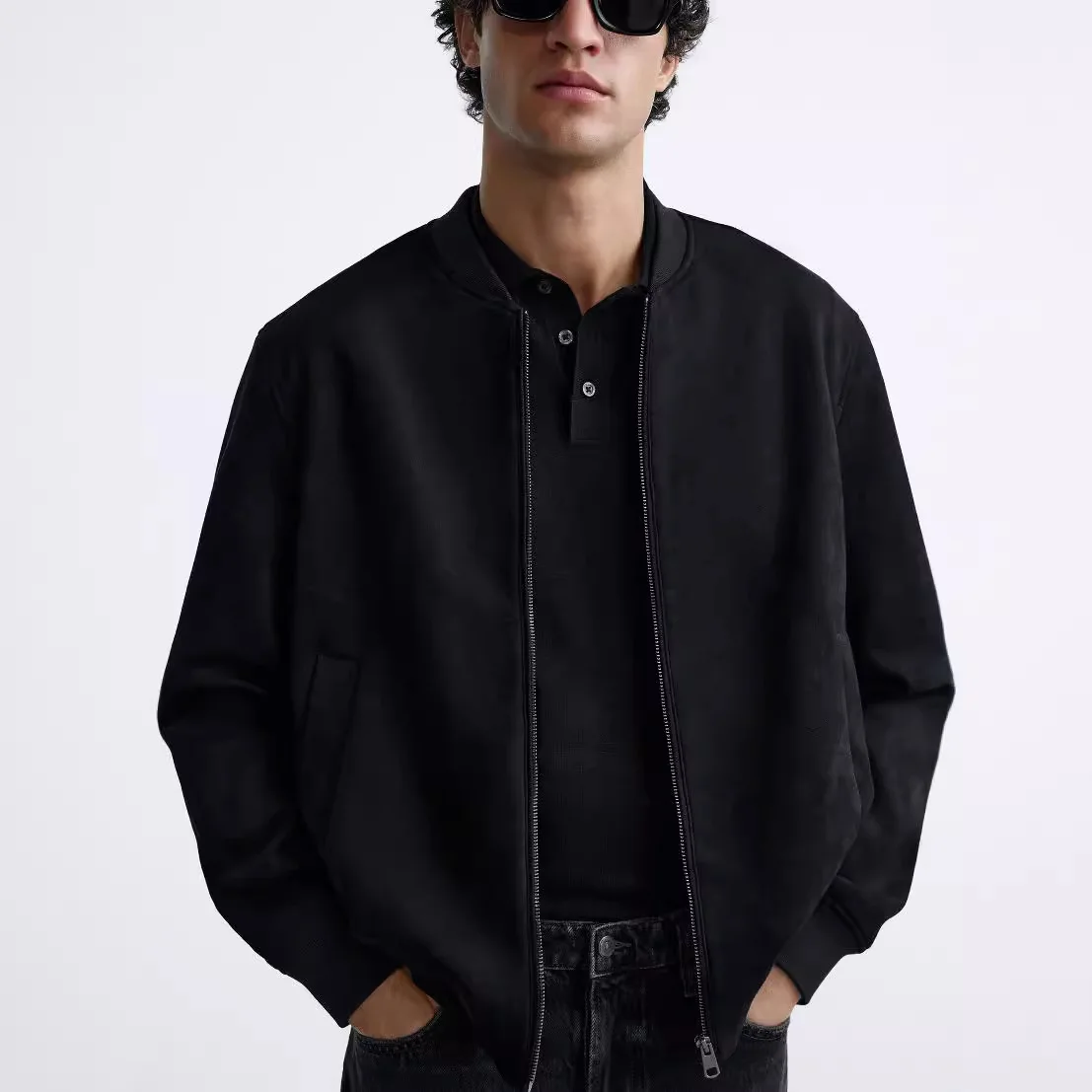 Autumn and Winter Men\'s Clothing Imitation Suede Bomber Jacket Men