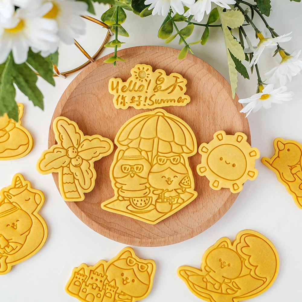 Cartoon Animal Seaside Vacation Cookie Cutters Biscuit Sugarcraft Cake Cookie Decorating Tools DIY Baking Molds