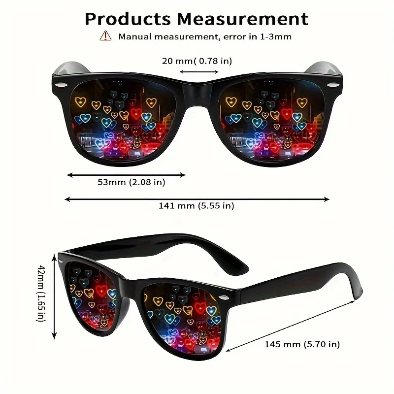 Heart Effect Diffraction See Hearts, Special Effect Rave EDM Halloween Christmas Eyewear, Creative Gift, Fashion Glasses