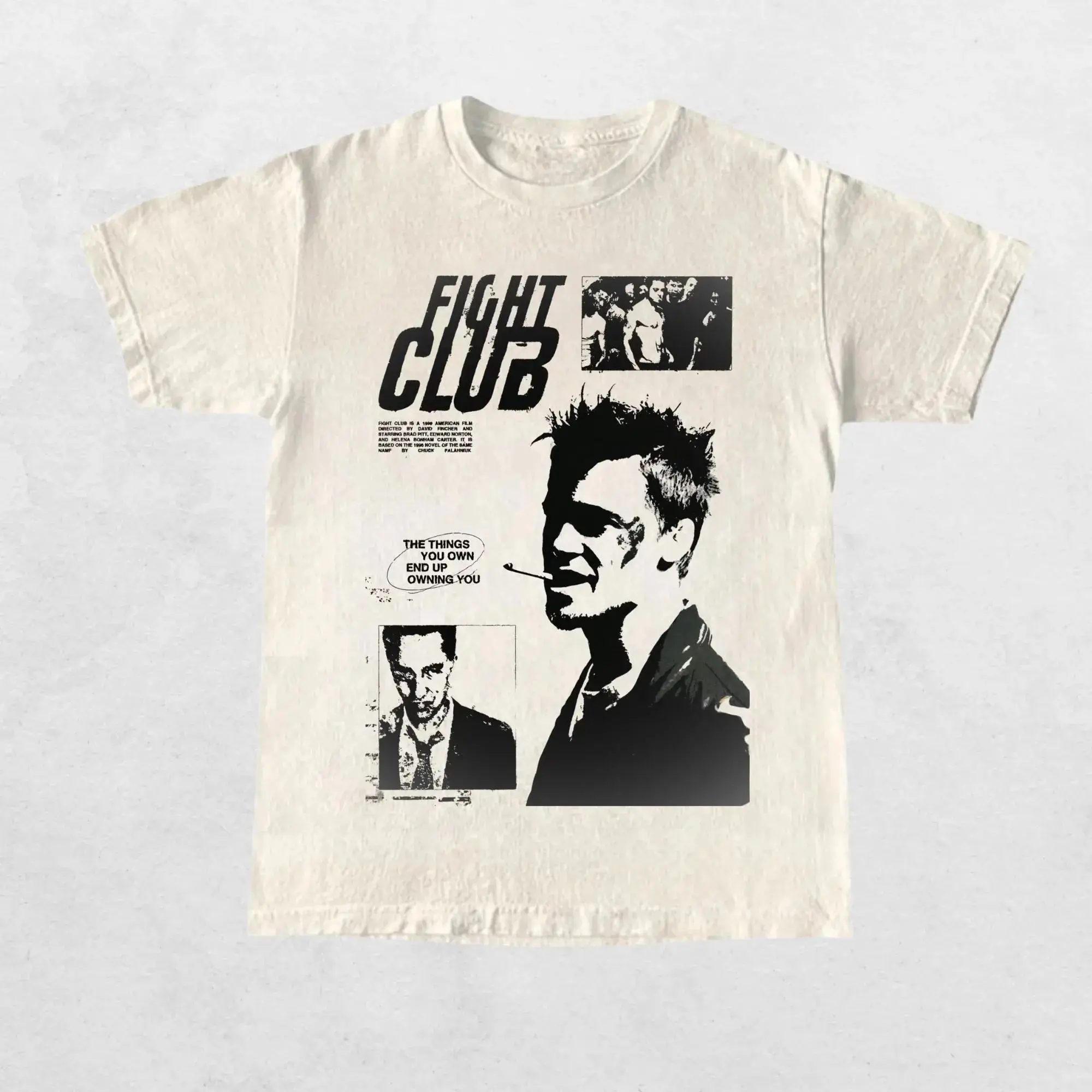 Fight Club Tyler Durden T Shirts Graphic Print Streetwear Vintage Y2k 90s Movie Summer T-Shirt Casual Loose Fit Tops Unisex