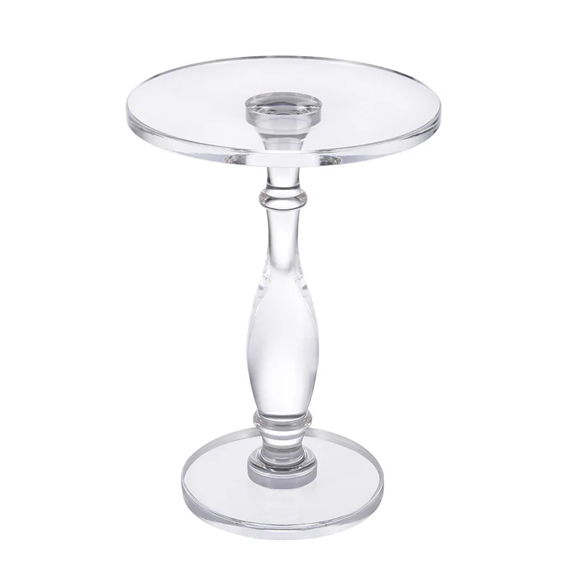 

Side few small round table modern simple living room sofa glass corner few balcony crystal transparent coffee table