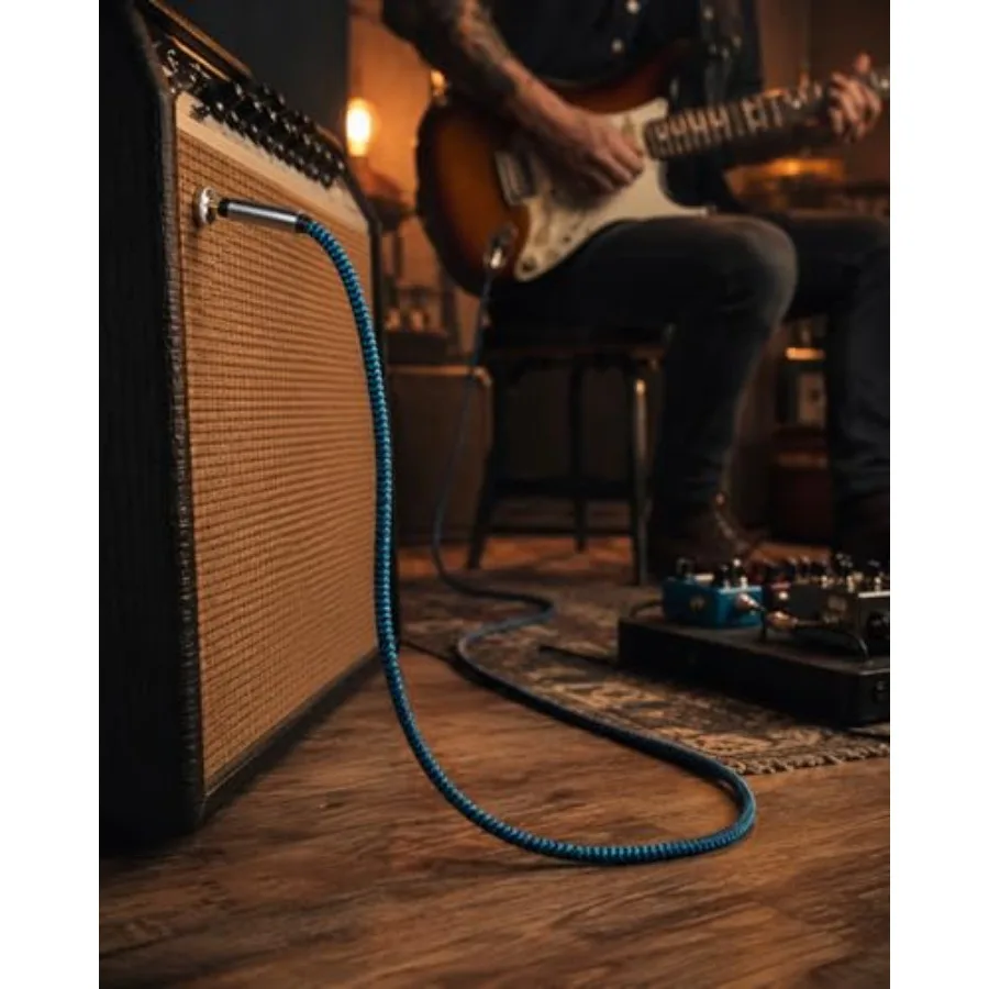 Guitar Cable, 1/4 Inch TS Instrument Cord with 24K Gold-Plated Connectors, Nylon Braided, Noise Reduction Shielding -for Electr view 4