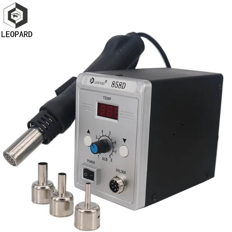 858D Rotary Wind Heat Gun Digital Display Constant Temperature Lead-Free Desoldering Station for Phone Repair