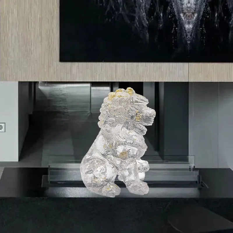 New Chinese-style decorations, ornaments, living room entrance decoration, model room, lion dancing, transparent sculpture