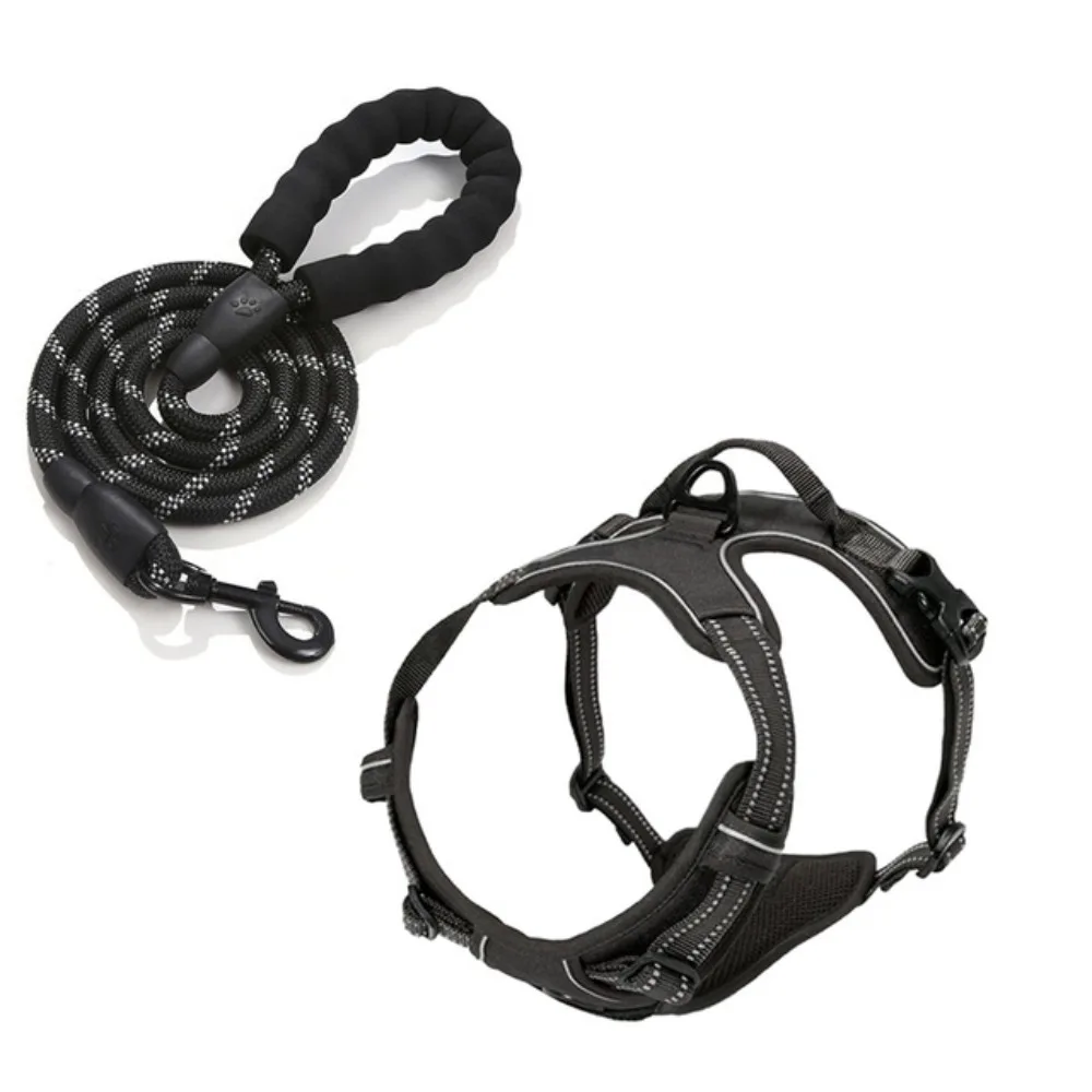 

New Adjustable Reflective Harness Soft Padded Reflective No-Pull Vest Leather Comfortable Dog Harness Large Dogs