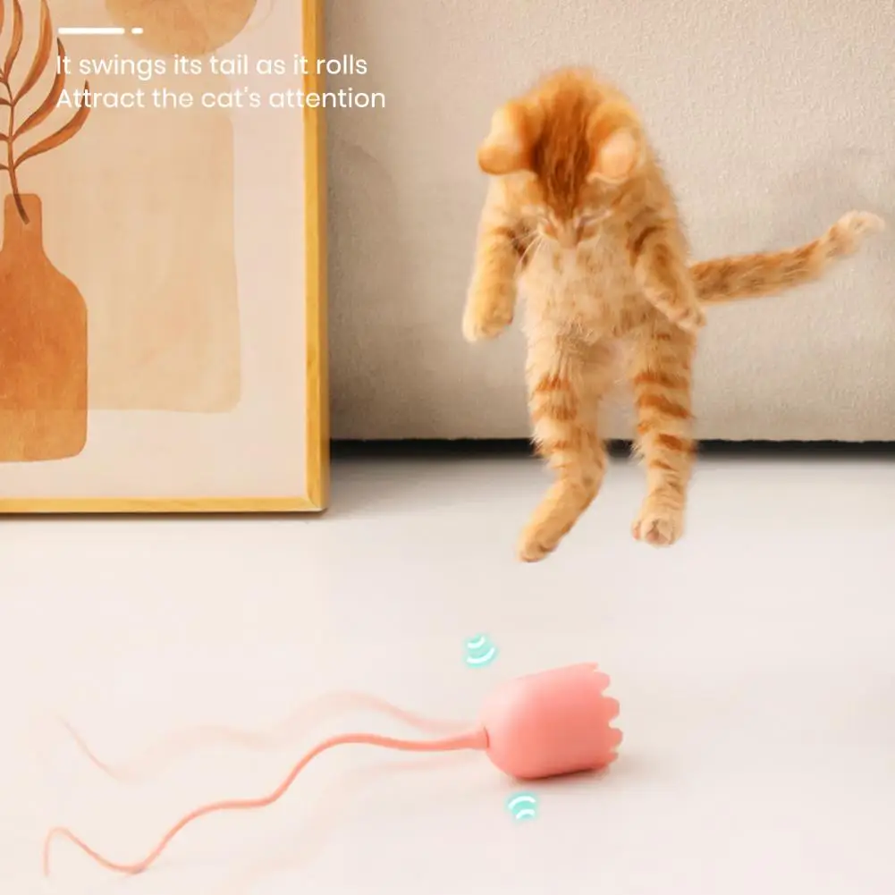 Durable Cat Wand with Wagging Tail Swinging Tail Cat Toy Rechargeable Silicone Teaser Wand for Indoor Cats for Playful for Cats