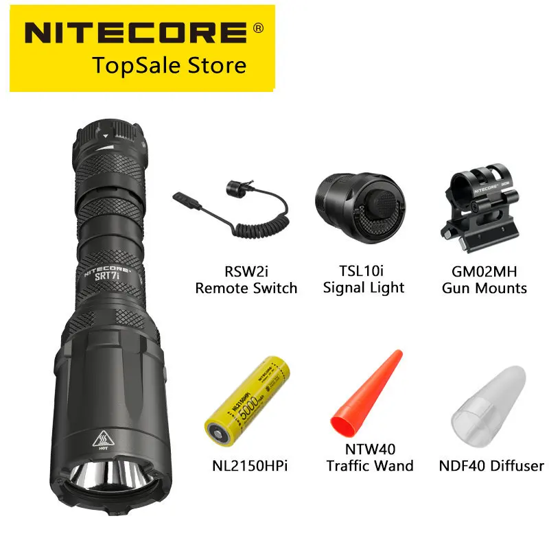 NITECORE SRT7i 3000LMs 5000mAh Battery USB-C Rechargeable Tactical Flashlight SmartRing Brightness Adjustment Troch STROBE READY