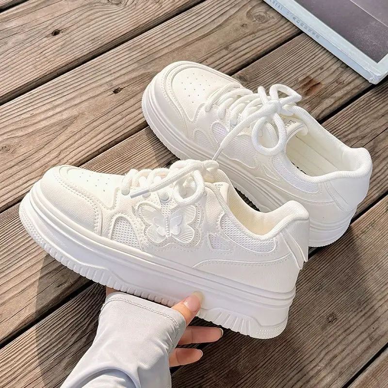 Women Genuine Soft Leather Perforated Hollow Sandals 2026 New Summer Thick Sole Platform Sneakers Casual Student Skate Shoes