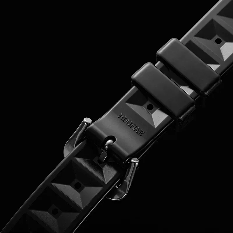 RDUNAE Original Factory Men's Rubber Watch Strap Outdoor Sports Waterproof Retro Classic 19mm 20mm Watch Reloj hombre watches fo