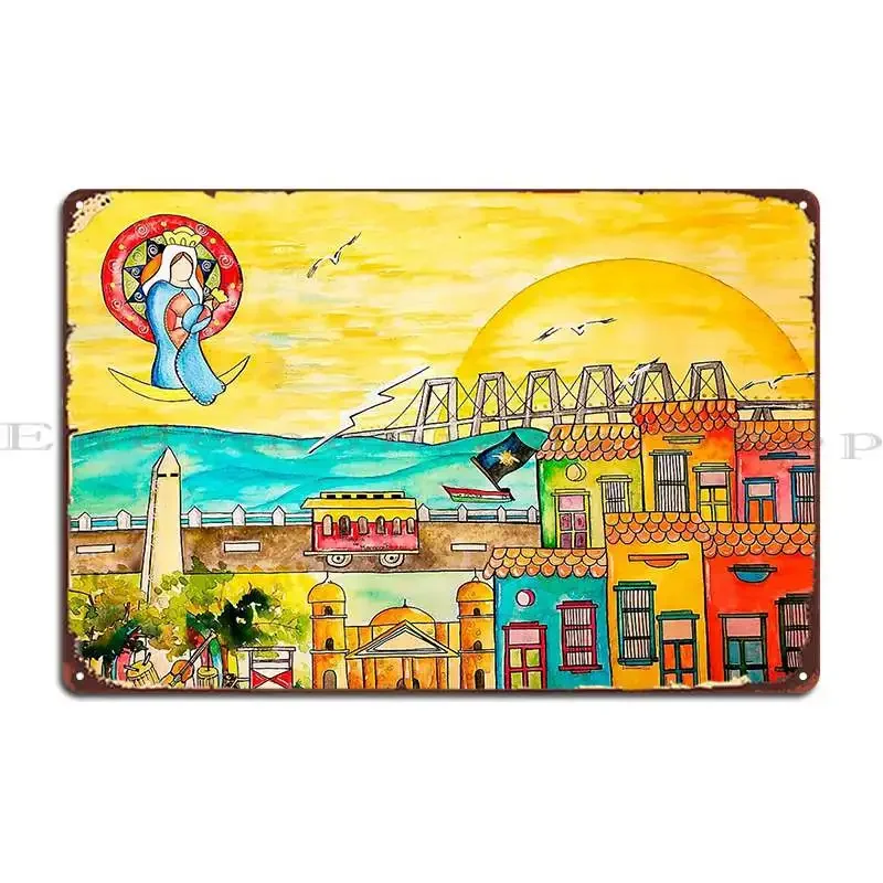 Letreros Metálicos con Ilustraciones de Maracaibo, Letrero Retro Personalizable de Hojalata para Decoración de Paredes de Pub, Fiesta, Club, Diseño Vintage Único